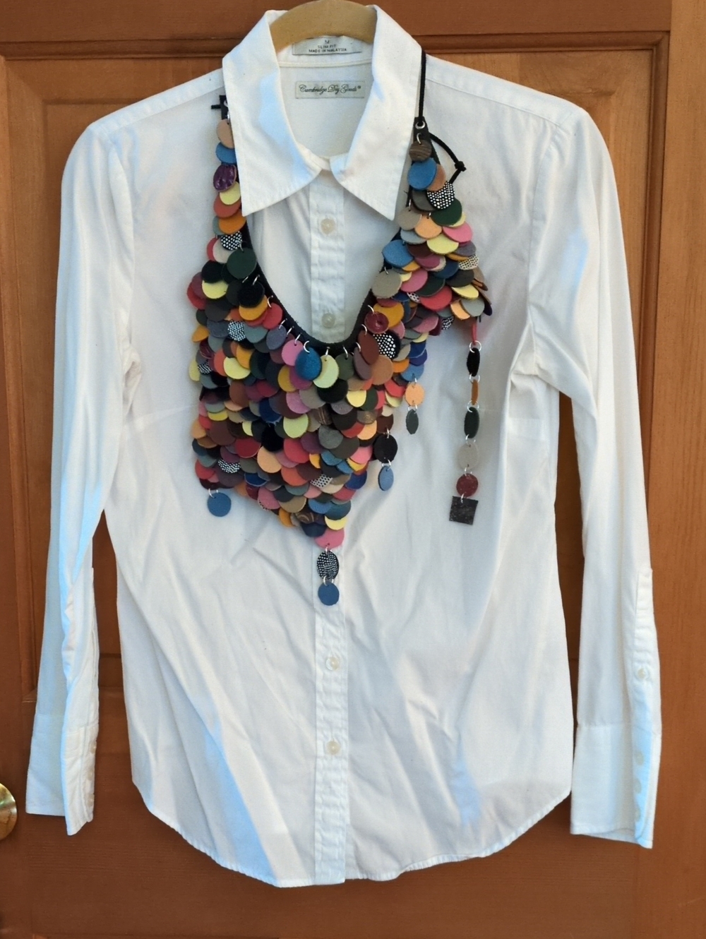 Artisan Handmade Multicolor Genuine Leather Sequin Paillettes Statement Necklace